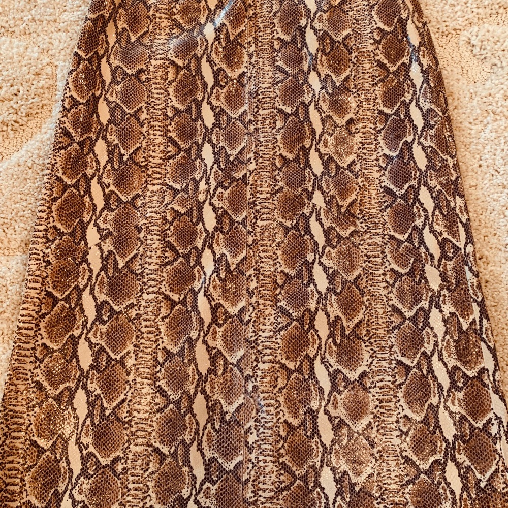Snakeskin-print Genuine Leather MIidi Skirt